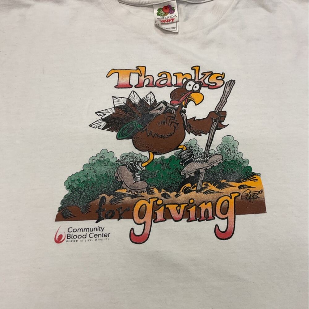 Vintage Thanksgiving Heavy Fruit of the Loom T-Shirt - Picture 3 of 9